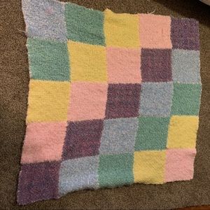 Hand knit child’s color block blanket
